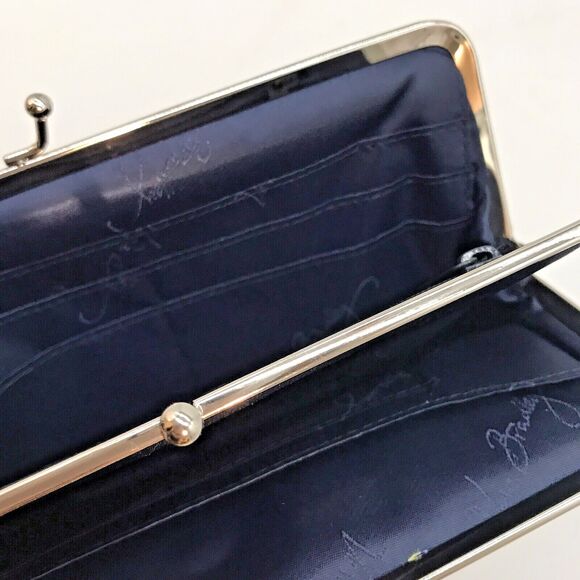 Vera Bradley Rhythm & Blues Clutch Double Kiss Lock Wallet Blue Green Paisley - Picture 7 of 8